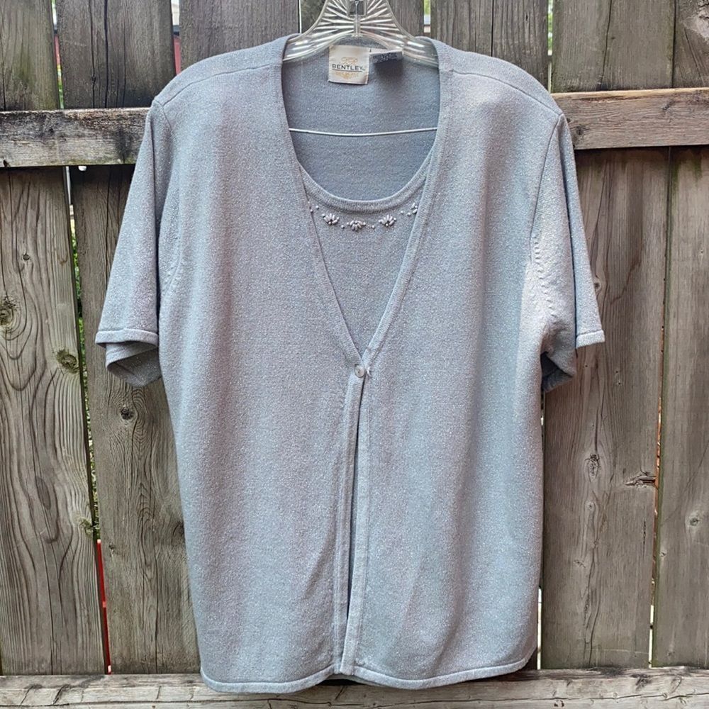 Bentley silver shimmer 2 pc top sz. 1X